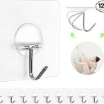 Adhesive Hooks for Hanging Heavy Duty Wall Hooks Self Adhesive Towel Coat Hooks Waterproof Transparent Hook for Bathroom Shower Kitchen Keys Door Outdoor Home Improvement Utility Hook 12 Pack