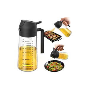 TrendPlain 470ml Glass Olive Oil Sprayer & Dispenser – Black