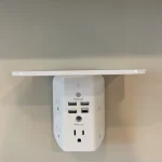 Wall Outlet Extender with Shelf and Night Light, Surge Protector, Wall Mount Charger Multi Plug Expander with 5 AC Outlets and 3 USB A Ports 1 USB C, Wide Space 3-Sided Power Strip Multi Plug Outlets